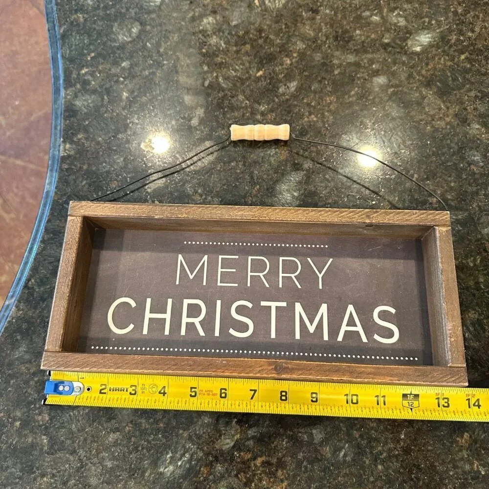 Merry Christmas Wooden Hanging Sign Rustic Festive Holiday Wall Decor Primitive